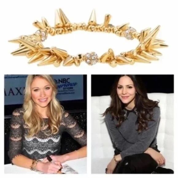 Stella & Dot Gold Renegade Cluster Bracelet – Spiked Stretch Pave Crystals - Picture 8 of 9